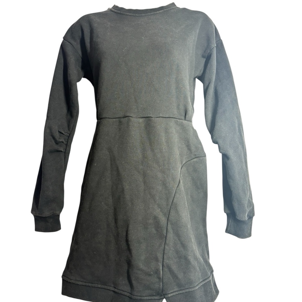 Black Long Sleeve Sweatshirt Dress